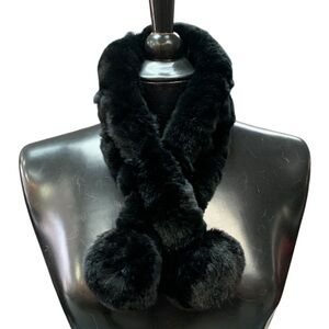 Genuine Rabbit Fur Pom Pom Scarf
